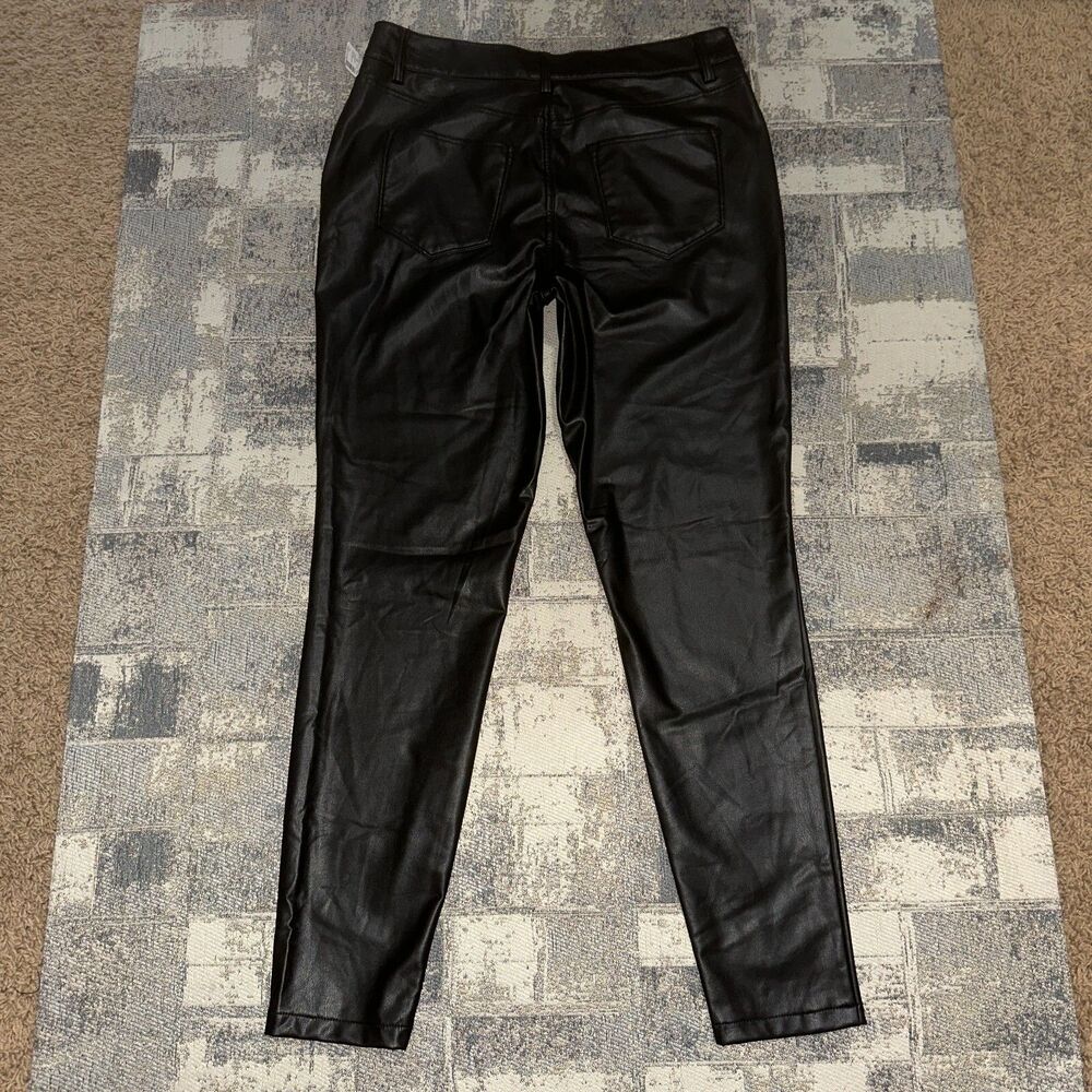 Maurices Faux‎ Leather Womens Pants 14 Black Stretch Skinny Ankle Mid Rise NWOT - Picture 3 of 13